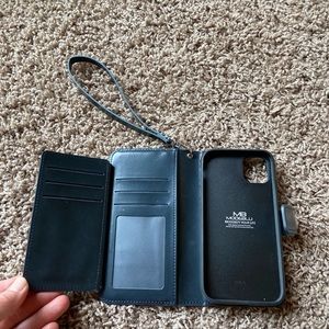Iphone 11 navy wristlet case with cardholder
